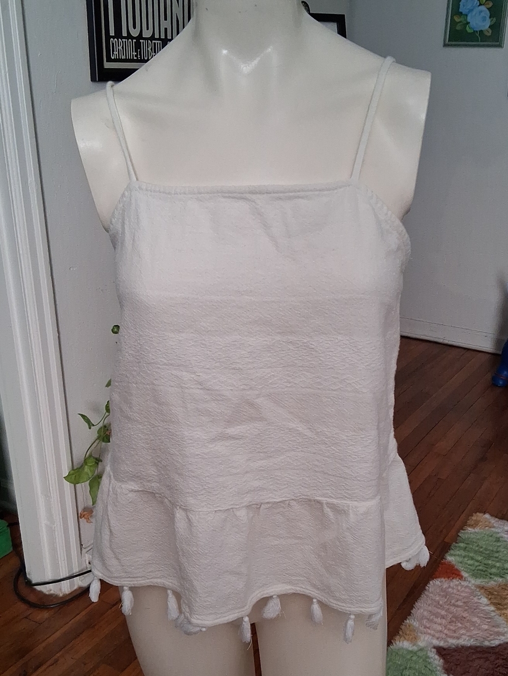 a.n.a White Tassel-Hem Spaghetti Strap Cami